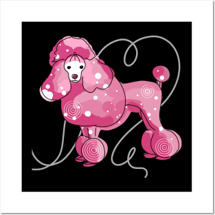 Pink Poodle - Black Posters and Art